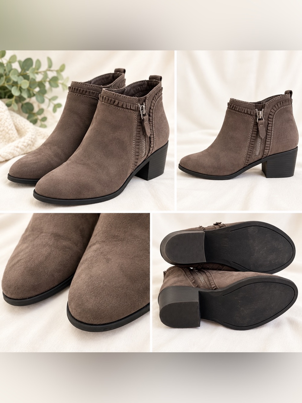 MIA Taupe Fringe Ankle Booties – Women’s Size 11